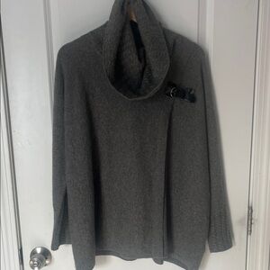 Saks Fifth Avenue Charcoal Cowl Neck Sweater with Buckle